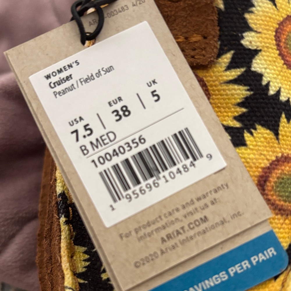 Ariat womens Brown Sunflower Moccasins - Picture 6 of 6
